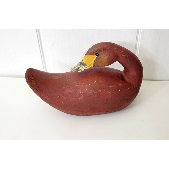 James Haddon Collection Carved Wood Red Painted Folk Art Swan - Picture 1 of 7